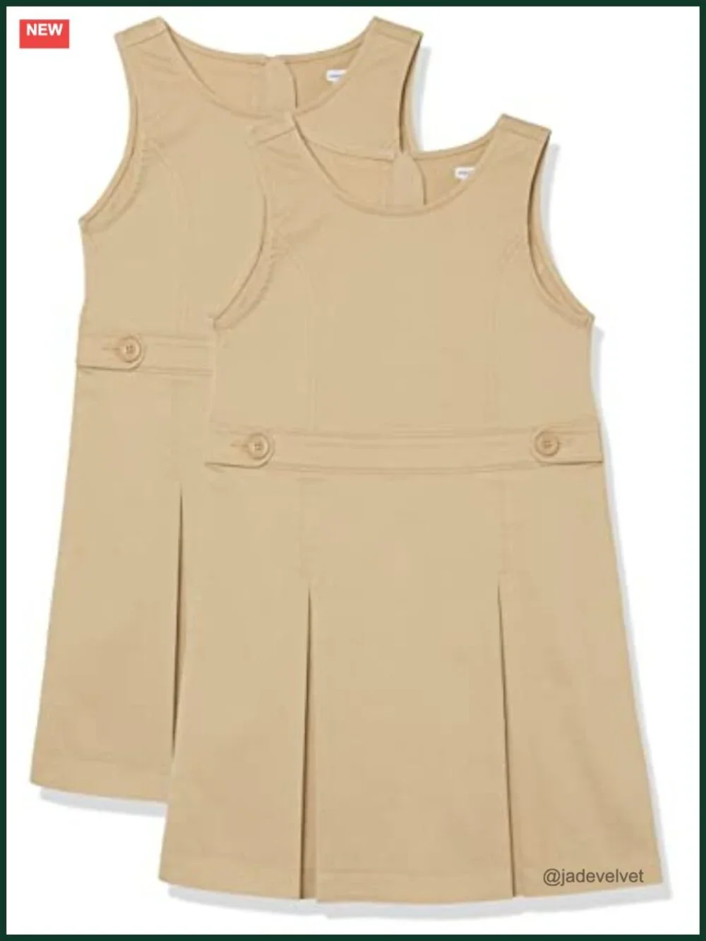 Girls School Uniform Pleated Jumper Dress Cotton Stretch Twill Sleeveless